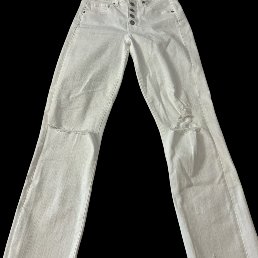 Veronica Beard High Rise White Distressed Jeans